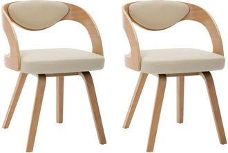 vidaXL Vidaxl - Sillas de comedor 2 uds madera curvada y cuero sintético crema