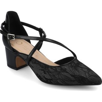 Journee Collection Galvinn Pump in Black Lace at Nordstrom Rack, Size 6.5