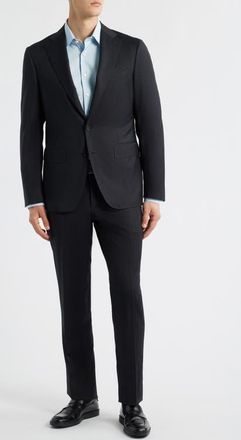 Canali Capri Trim Fit Black Glen Check Wool Suit at Nordstrom, Size 42 Us