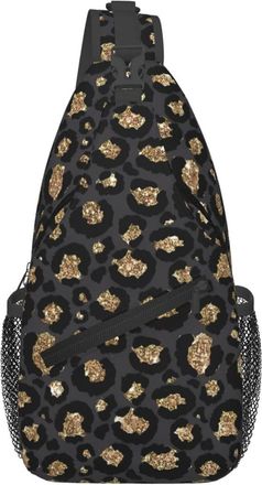 Generic Black Leopard Print Sling Bag Adjustable Shoulder Bag Trendy Crossbody Bags For Workout Casual Traveling