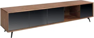 Angel Cerd&aacute; Mueble tv cristal negro efecto espejo, nogal y acero negro