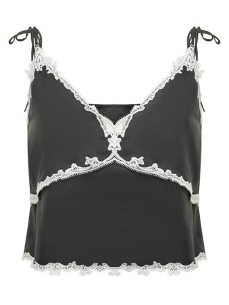 Pinko Black Lace V Neck Top