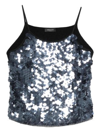 Fabiana Filippi sequin-embellishment top - women - Merino/Mohair/Polyamide/Wool/Acetate/Silk - 44 - Black