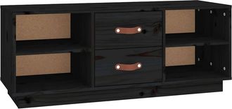 vidaXL Vidaxl - Mueble De Tv De Madera Maciza De Pino Negro 100x34x40 Cm