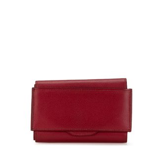 Herm&egrave;s Rouge Grenat Evercolor Passant Short Wallet