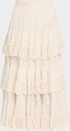Zimmermann Lucky Embroidered Midi Skirt