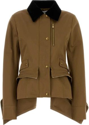 Alexander McQueen Jassen, Dames, Bruin, S, Katoen, Katoenen Visgraat Kickback Jas