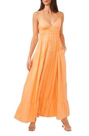 1.State Empire Waist Sleeveless Tiered Maxi Dress in Cadmium Orange at Nordstrom Rack, Size X-Small