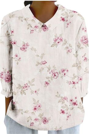 Generic Ladies Linen Tops Size 22 Size 12 Cotton Linen Spring Blouse Womens Clothes Sale Clearance Womens Essentials Top Summer Casual Tee Tshirt Ladies 2024 