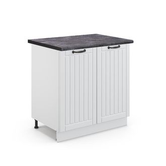 Vicco Armario Bajo Para Fregadero Fame-line, Blanco Casa De Campo, 80 Cm Con Estante, Et Antracita