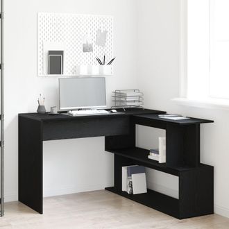 Berkfield Home Desk in Black Oak - 200x50x76 cm, Made with Engineered Wood | Size: 200 x 50 x 76 cm