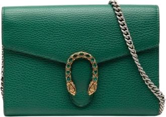 Gucci Pre-owned Cross Body Bags, female, Green, Size: ONE SIZE Pre-owned Leather Crossbody Bag