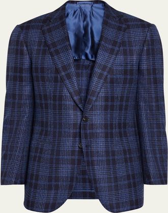 Cesare Attolini Mens Cashmere Plaid Single-Breasted Sport Coat
