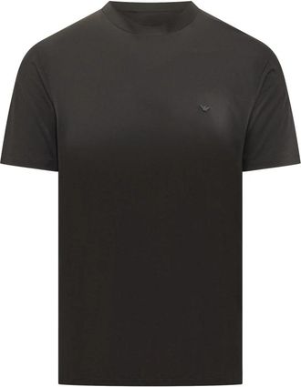 Emporio Armani Modal zijdemix T-shirt met ronde hals - Heren - T-shirts - Zwart - XL - Leer - Tops