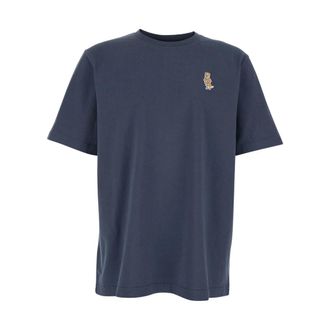 Maison Kitsun&eacute; T-Shirts, male, Blue, Size: M Dressed Fox Comfort Tee-Shirt