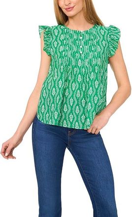 CeCe by Cynthia Steffe Drop Shoulder Kissing Placket Pintuck Top Womens Clothing Kelly Green : MD, Nylon/Rayon