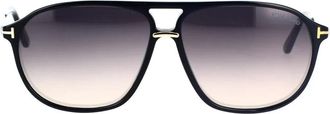 Tom Ford Navigator zonnebril met grijze lenzen - unisex - Zonnebrillen - Zwart - 61 MM - Accessoires