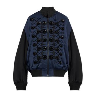 Balmain Giacca Bomber Militare in Raso - - Jackets - Uomo - Blu - L