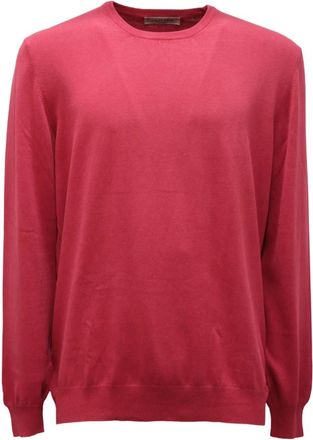 La Fileria Rondgebreide trui - Heren - Ronde hals truien - Roze - 2XL - Katoen - Truien & Vesten
