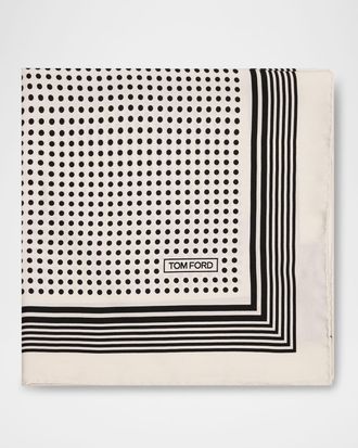Tom Ford Mens Silk Polka Dot Pocket Square