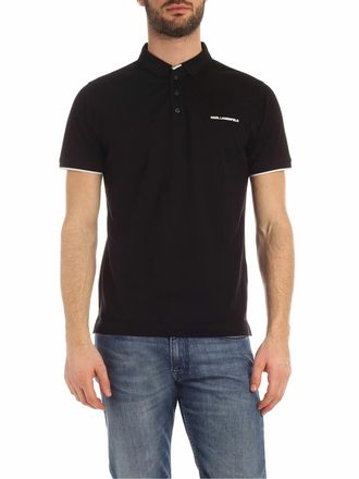 Karl Lagerfeld White logo polo shirt in black