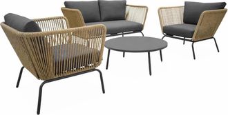 Sweeek Conjunto de muebles de jard&iacute;n rat&aacute;n, 4 plaza, antracita