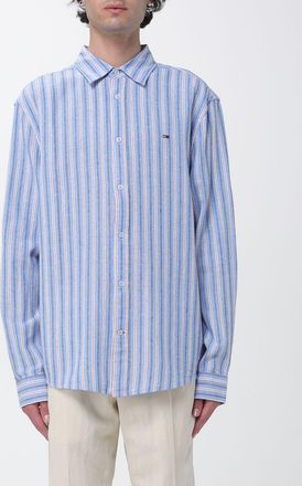 Tommy Jeans Camicia a righe in cotone relaxed fit con logo Flag ricamato