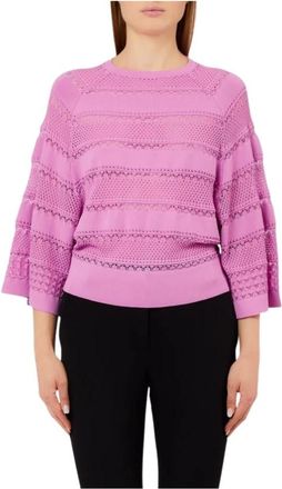 Liu Jo Openwork Jumper - Dames - Ronde hals truien - Roze - S - Truien & Vesten