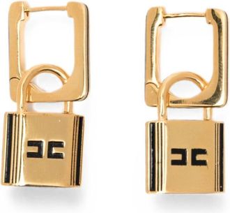 Elisabetta Franchi Golden Padlock Drop Earrings