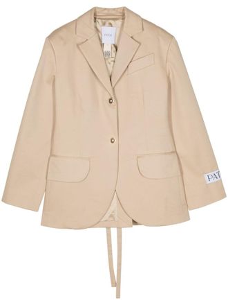 Patou lace-up cotton blazer - Neutrals