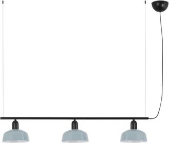 Faro Barcelona Faro Tatawin L&aacute;mpara Colgante De Techo Con Barra Peque&ntilde;a, Color Negro Y Azul Gris&aacute;ceo Brillante, 3 Bombillas E27