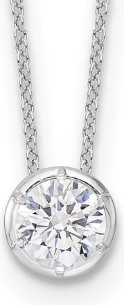 Diamond2Deal 14k White Gold 1 Ct Lab Grown Diamond Solitaire Slide Pendant Necklace 18