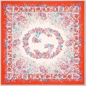 Gucci Printed Silk Twill Carr&eacute;, Orange
