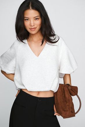 Maeve 100% Cotton V-Neck Bubble Sweatshirt
