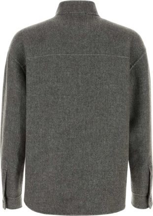 Giorgio Armani Mens Grey Silk Blend Overshirt Nocemelange Giacche E Gilet Jacket