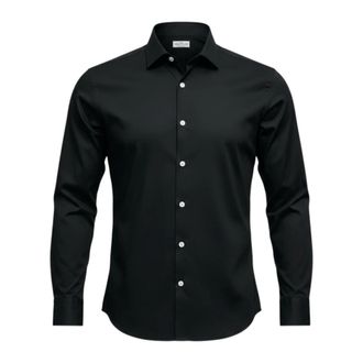 Sonrisa Overhemden, Heren, Zwart, M, Katoen, Fine Jersey Shirt