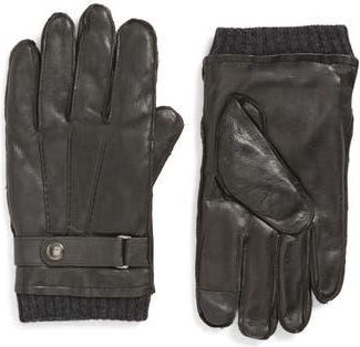 Brooks Brothers Belted Leather Gloves in Black at Nordstrom Rack, Size X-Large
