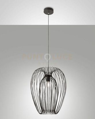Fabas Luce Fabas Luce - Camp Lampadario A Sospensione Nero In Metallo 1 Luce Attacco E27 D.40cm