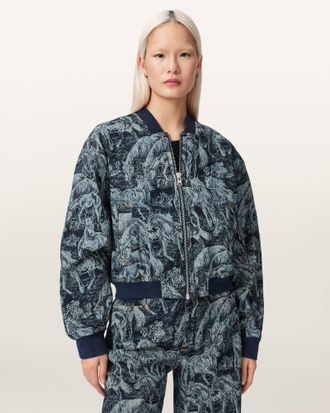 AllSaints Kaytra Printed Denim Bomber