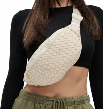 Sol and Selene Womens Aim High Woven Neoprene Belt Bag In Cream