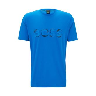 BOSS Stretch-cotton short-sleeved T-shirt with logo artwork