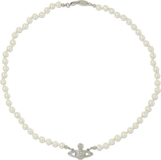 Vivienne Westwood Necklaces, female, Beige, Size: ONE SIZE Pearl Mini Bas Relief Jewelry