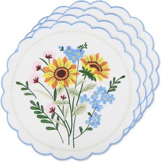 OEM Juego De Manteles Individuales Redondos Bordados Con Motivo De Girasol, 4 Piezas, Lavables, Tela Floral Bohemia, 35 Cm, Posavasos Para Comedor