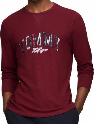 Tommy Hilfiger Thermal Logo Long-Sleeve Shirt In Red