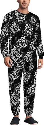 Generic Best Dad Ever Mens Pajamas 2 Piece Set Crew Neck Long Sleeve Sleepwear Loungewear Top And Bottom XL