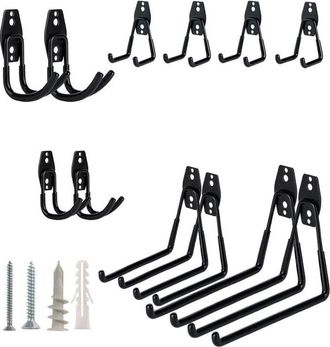 OEM Ganchos De Acero De Alta Resistencia Para Garaje, Con Revestimiento Antideslizante Para Herramientas, Escaleras Y Bicicletas, 12 Unidades, Color Negro