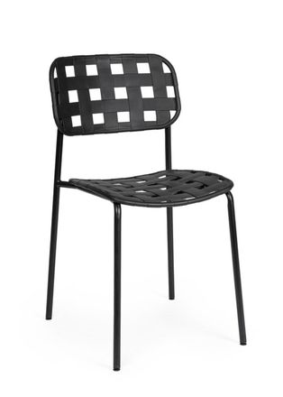 BIZZOTTO Conjunto de 2 sillas de acero con asiento negro