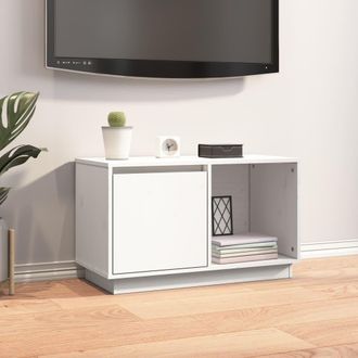 vidaXL Vidaxl - Mobile Porta Tv Bianco 74x35x44 Cm In Legno Massello Di Pino