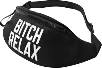 Generic Bitch Relax Chest Bag Waist Pack Unisex Waistpacks For Marathon Cycling Ladies 14X35Cm