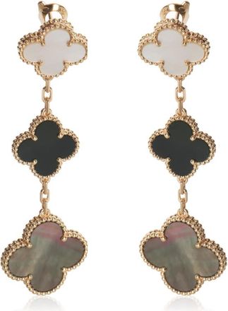 Van Cleef & Arpels Pre-Owned Van Cleef & Arpels Yellow Gold Mother Of Pearl and Onyx Magic Alhambra Earrings